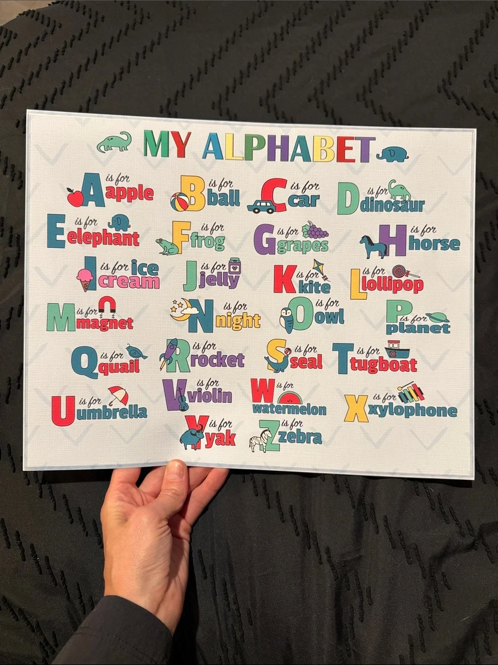 My Alphabet Kids Wall Art - Multicolor Alphabet Print - 14 inches by 11 inches